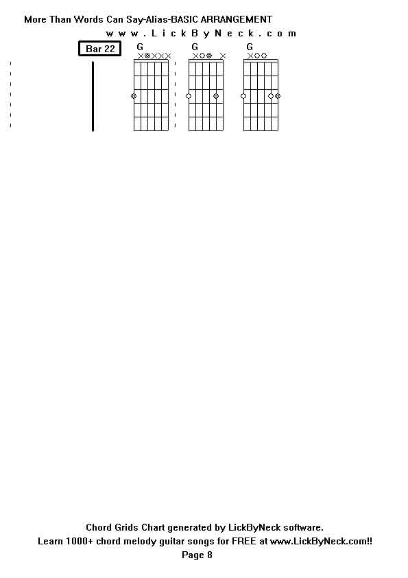 Chord Grids Chart of chord melody fingerstyle guitar song-More Than Words Can Say-Alias-BASIC ARRANGEMENT,generated by LickByNeck software.